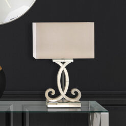 Barclay Gold Mirrored Table Lamp With A Champagne Faux Silk Shade