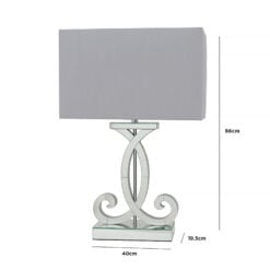 Barclay Silver Mirrored Table Lamp With A Grey Faux Silk Shade