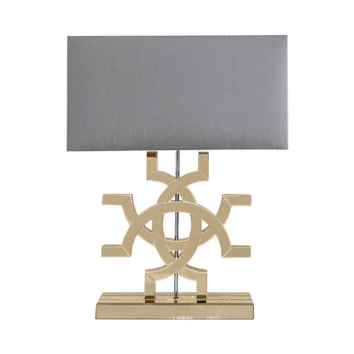 Fifi Gold Mirrored Table Lamp With A Grey Faux Silk Shade