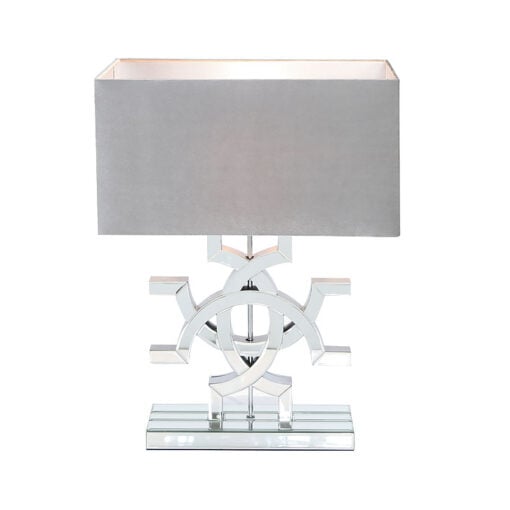 Fifi Silver Mirrored Table Lamp With A Grey Velvet Shade