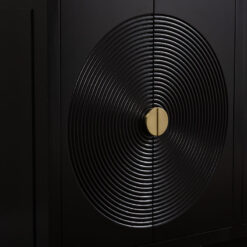 Gabriella 4 Door Black Wood Sideboard With Smoked Mirror Top