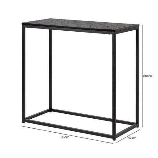 Hermione Black Wood And Black Metal Console Table Hallway Table