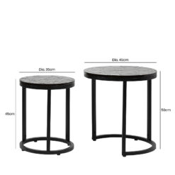 Hermione Nest Of 2 Black Wood And Black Metal Side Tables
