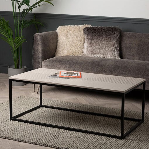 Jude Industrial Style Black Metal And Grey Wood Coffee Table