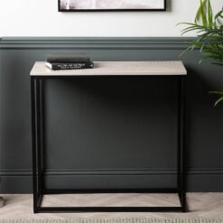 Jude Industrial Style Black Metal And Grey Wood Console Hallway Table