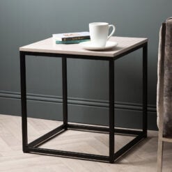Jude Industrial Style Black Metal And Grey Wood Side Table End Table