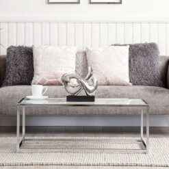 Landon Chrome Coffee Table With A White Marble Effect Glass Table Top