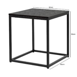 Hermione Black Wood And Black Metal Square Side Table End Table