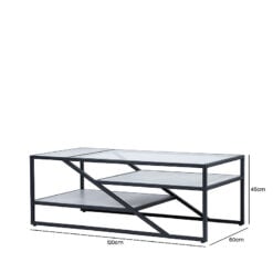 Quentin Industrial Black Metal And Grey Faux Concrete Coffee Table