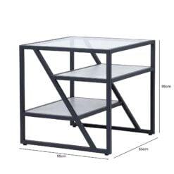 Quentin Industrial Black Metal And Grey Faux Concrete Side Table