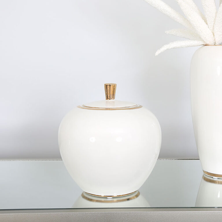 White And Gold Decorative Ginger Jar 19cm Picture Perfect Home