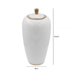White And Gold Decorative Ginger Jar Vase 30cm