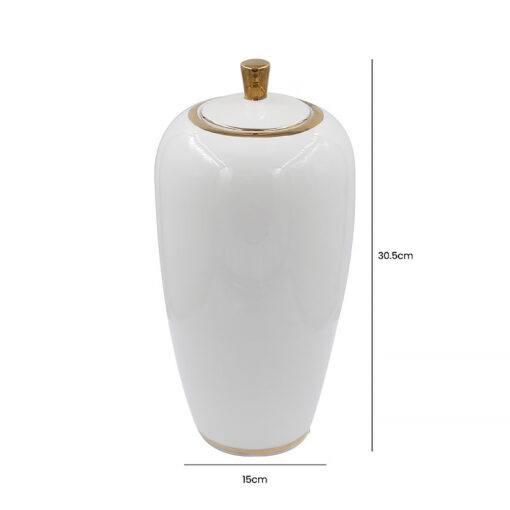 White And Gold Decorative Ginger Jar Vase 30cm