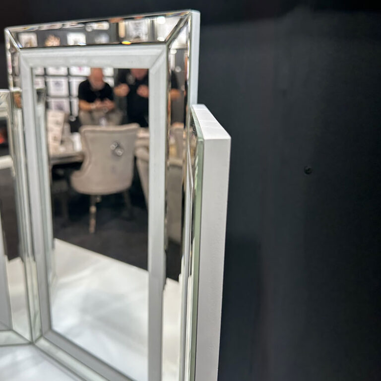 White Mirrored Bedroom Set Of 7 Drawer Dressing Table Stool And Mirror