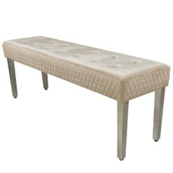 Camilla Mink Velvet And Stainless Steel Tufted Dining Room Bench