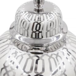 Grey And Silver Patterned Ceramic Ginger Jar Vase 30cm