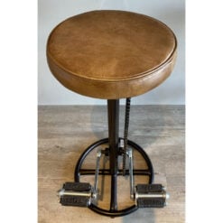 Industrial Retro Vintage Brown Leather Bicycle Pedals Bar Stool