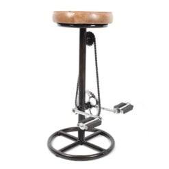 Industrial Retro Vintage Brown Leather Bicycle Pedals Bar Stool