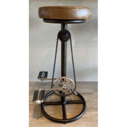 Industrial Retro Vintage Brown Leather Bicycle Pedals Bar Stool