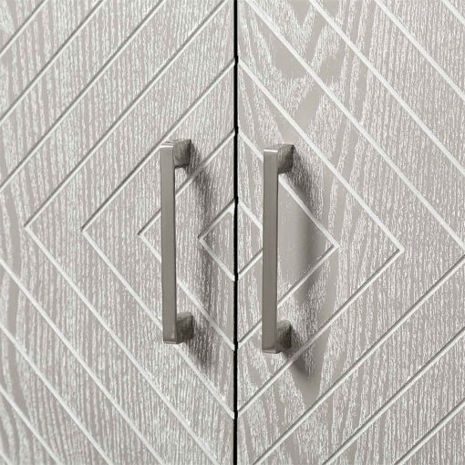 Philippa Chevron Pattern Grey Elm Wood 2 Door Cabinet Cupboard