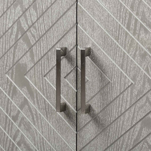 Philippa Chevron Pattern Grey Elm Wood 4 Door Sideboard Cabinet
