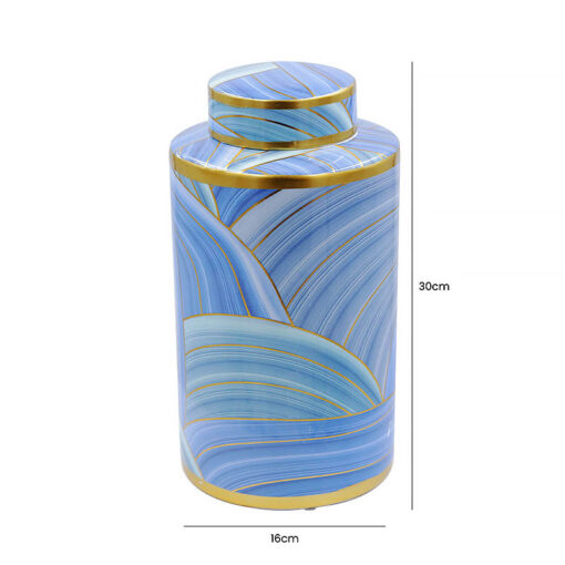 Teal Blue And Gold Ginger Jar Vase Home Decoration 30cm