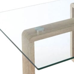 Beaumont Rectangular Wood Coffee Table With Clear Glass Top