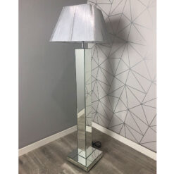 Classic Mirror Mirrored Glass Floor Lamp With A Silver Lamp Shade