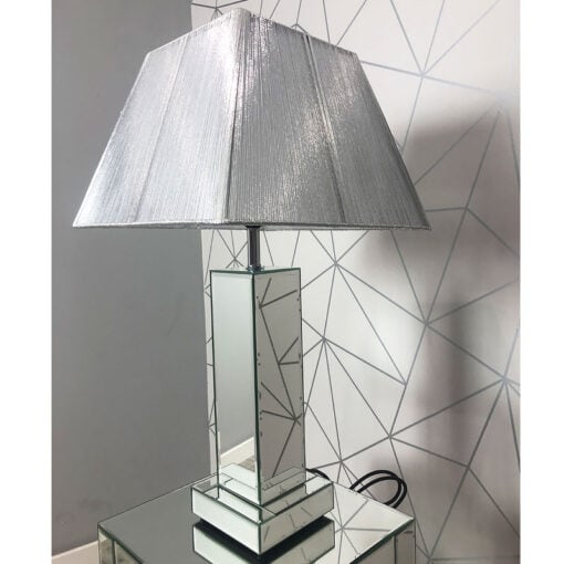 Classic Mirror Mirrored Table Lamp With A Silver Lamp Shade