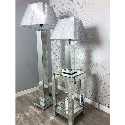 Classic Mirror Mirrored Table Lamp With A Silver Lamp Shade