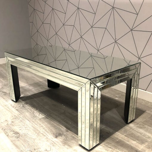 Classic Mirror Silver Mirrored Glass Coffee Table 100cm