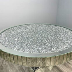 Diamond Crush Round Mirrored Glass Dining Table 90cm