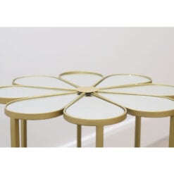 Gold Petal Side End Display Table With Mirrored Top