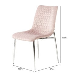 Harlow Baby Pink Velvet Dining Chair With Chrome Legs
