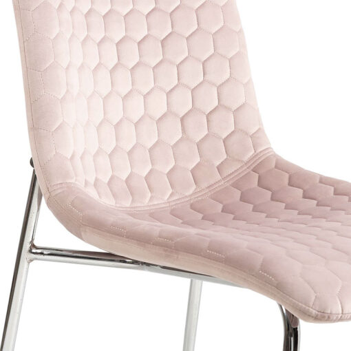 Harlow Baby Pink Velvet Dining Chair With Chrome Legs