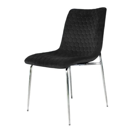 Harlow Black Velvet Dining Chair With Chrome Legs
