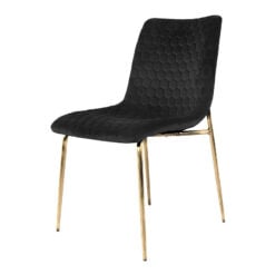 Harlow Black Velvet Dining Chair With Gold Legs