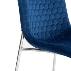 Harlow Blue Velvet Dining Chair With Chrome Legs