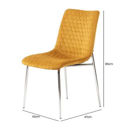 Harlow Mustard Yellow Velvet Dining Chair With Chrome Legs