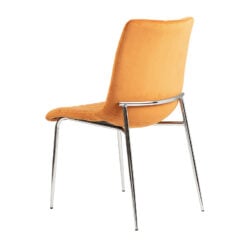 Harlow Orange Velvet Dining Chair With Chrome Legs