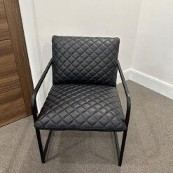 Industrial Black Leather Quilted Chair