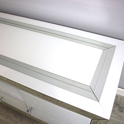 Madison White Mirrored Glass 1 Drawer 2 Door TV Cabinet Stand