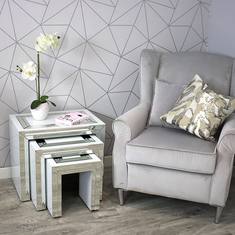 Madison White Mirrored Glass Nest Of 3 Side Tables Picture Perfect Home