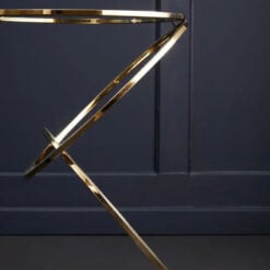 Soft Gold Metal And Glass Suspended Ring Side Table