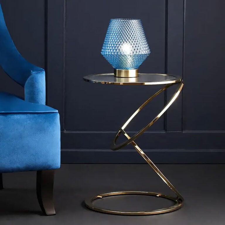 Soft Gold Metal And Glass Suspended Ring Side Table | Picture Perfect Home