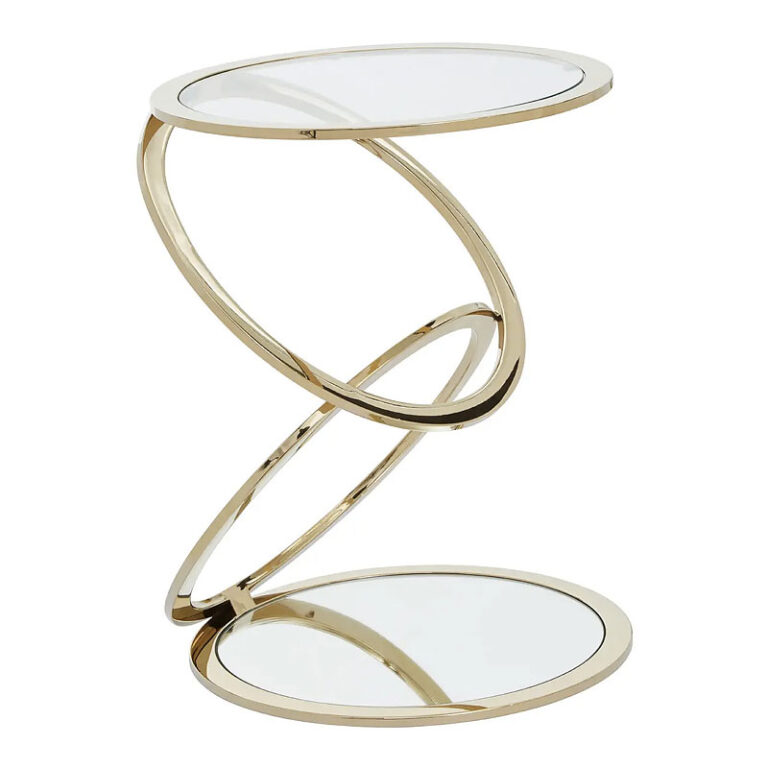 Soft Gold Metal And Glass Suspended Ring Side Table Picture Perfect Home