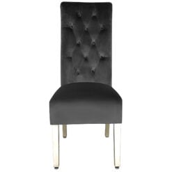 Anne High Back Grey Velvet And Chrome Dining Chair With Lion Knocker