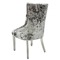 Camilla Crushed Velvet And Chrome Dining Chair With Lion Knocker