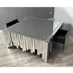 Classic Mirror 2 Drawer Large Piano Mirrored Coffee Table 100cm