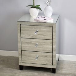 Classic Mirror 3 Drawer Mirrored Bedside Cabinet